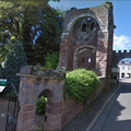 Gate to Rougemont Castle in Exeter where the last witches were tried in 1685