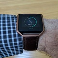 Fitbit Blaze with coffee coloured band and brown leather strap