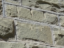 Chisel marks on stone from building the church