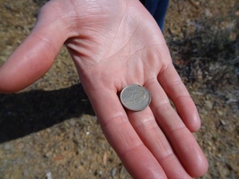 Chantel could not find her wallet with R600 after we left The Hell... but she picked up this 1985 10c coin in the veld