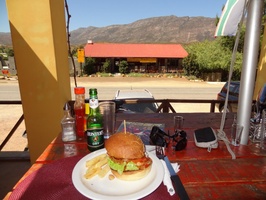Burger at Country Pumpkin... we got a bike magazine and a complimentary sherry upon arrival
