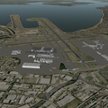 Closer view of Sydney Airport with buildings added in X-Plane