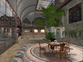 Old York in Second Life - Having tea in an old Victorian Greenhouse