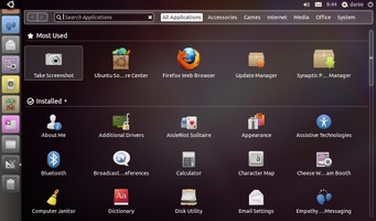 Ubuntu 10.10 Netbook Edition - Applications Screen