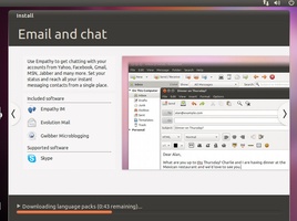 Ubuntu 10.10 Installation - Showing E-Mail and Chat Integration