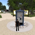 A Doctor Who TARDIS Police Box standing in Hyde Park in Second Life