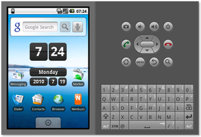 Google Android Emulator - Showing the Homescreen
