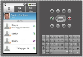 Google Android Emulator - Showing Nimbuzz app after installation