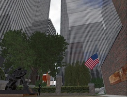 New York on Second Life - Me at Statue with Firemans Prayer for World Trade Centre Memorial