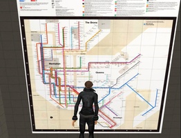 New York on Second Life - Underground map in station