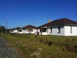 Row of abandoned houses next to old Conradie Hospital