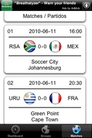 World Cup 2010 app for iPhone - Match Results