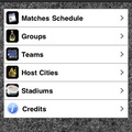 World Cup 2010 app for iPhone - Main Menu
