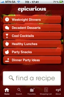 Epicurious recipes on the iPhone