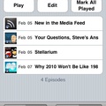 RSS Player on the iPhone - List of unplayed podcasts