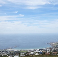 Closer view of busy Camps Bay beach