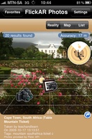 Layar app for iPhone showing Flickr photos taken nearby