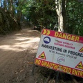 Sign by tree felling operations