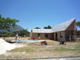 Film set being constructed for a commecrial film shoot in Mountain View, Pinelands, Cape Town