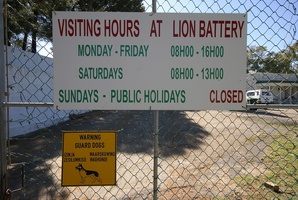 Sign at Entrance to Lion Battery on Signal Hill