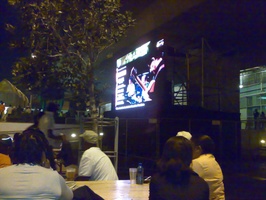 Large outdoor screen at Jazz Festival