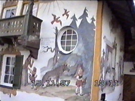 Story of Red Riding Hood on walls of house, Oberammergau