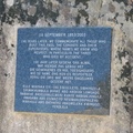 Closeup view of memorial plaque at top of Bain's Kloof Pass