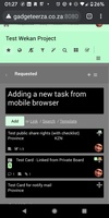 Wekan Mobile Web - Quickly Adding a new Task/Card within a Cloumn/List