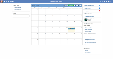 Hubzilla - Event viewer showing the month view