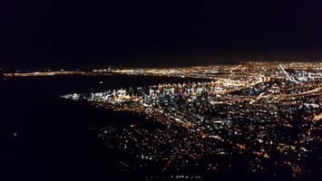 Night lights of Cape Town seen on our way down