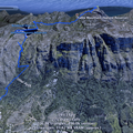 Google Earth view of the ascent up Skeleton Gorge and along to the Upper Cable Car Station