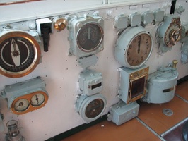 HMS Belfast - Closeup of Instruments on Captain's Bridge