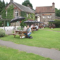 Enjoying a cold ale at The Anchor, opposite Tintern Abbey, Wales