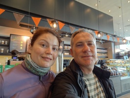 Us at a Starbucks opposite London Tower