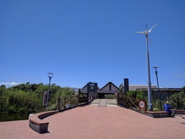 Entrance to the Intaka Island bird wildlife sanctuary next to Canal Walk - note the wind generator to the righ
