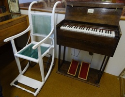 Inside the NG Church at Sutherland - Original organ and an old wheelchair