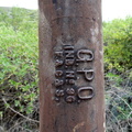 Close up view of old GPO phone pole from 1950's