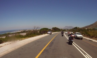 Passing through Betty's Bay with sea views on the left side