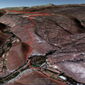 Google Earth view of steep climb from Wuppertal (Wuppertal in foreground)