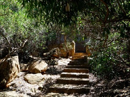 Steps leading to cave with grave
