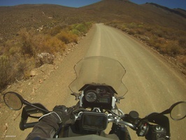 Road snaking up the steep pass before Cederberg Oasis