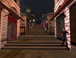 Steps leading up to the Ponte di Rialto in Venice in Second Life