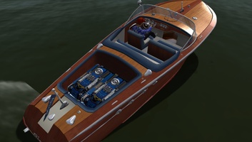 Boat in X-Plane Simulator with engine cover open