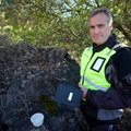 Me at the Olifants Memory Geocache logging the visit on my Samsung Galaxy Tab