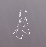 Old Springbok emblem on the window of the carriage