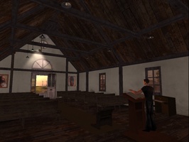 The Mother Road in Second Life - Giving a Sermon in the Church