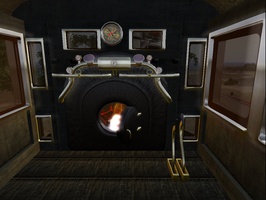 Tuliptree Station in Second Life - Inside cab of steam locomotive