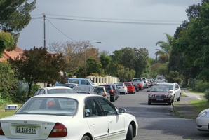 Traffic jam leaving Pinelands thirty minutes after the implosion