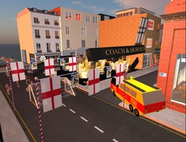 Coach and Horses Pub burnt down on Second Life