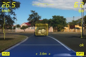 Augmented Driving app on iPhone - locked on car ahead